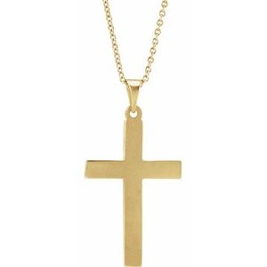 Extel Medium 14K Yellow Gold Religious Cross Pendant Charm