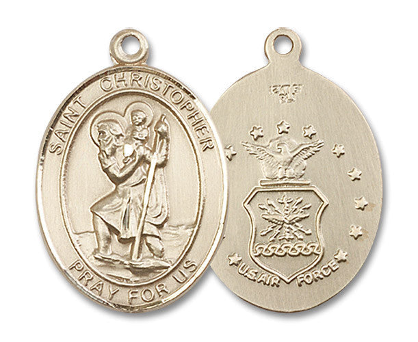 Extel Oval Large 14kt Gold Filled St Christopher Medal USA