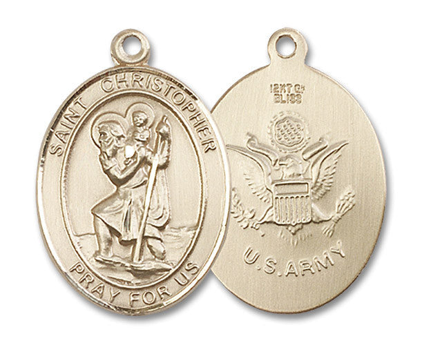 Extel Oval Large 14kt Gold Filled St Christopher Army Medal