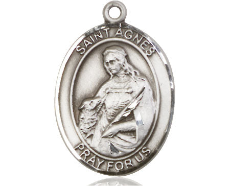 Extel Large Oval Pewter St. Agnes of Rome Medal, Made in USA