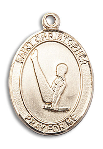 Extel Large 14kt Gold Filled St. Christopher Gymnastics Medal Pendant Necklace Charm for Gymnast