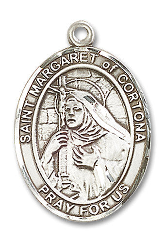 Extel Large Oval Sterling Silver St. Margaret of Cortona Medal, Made in USA