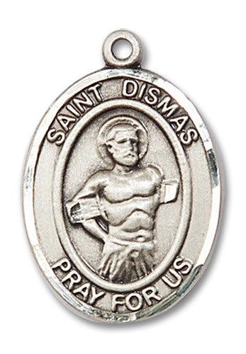 Extel Large Oval Sterling Silver St. Dismas Medal, Made in USA