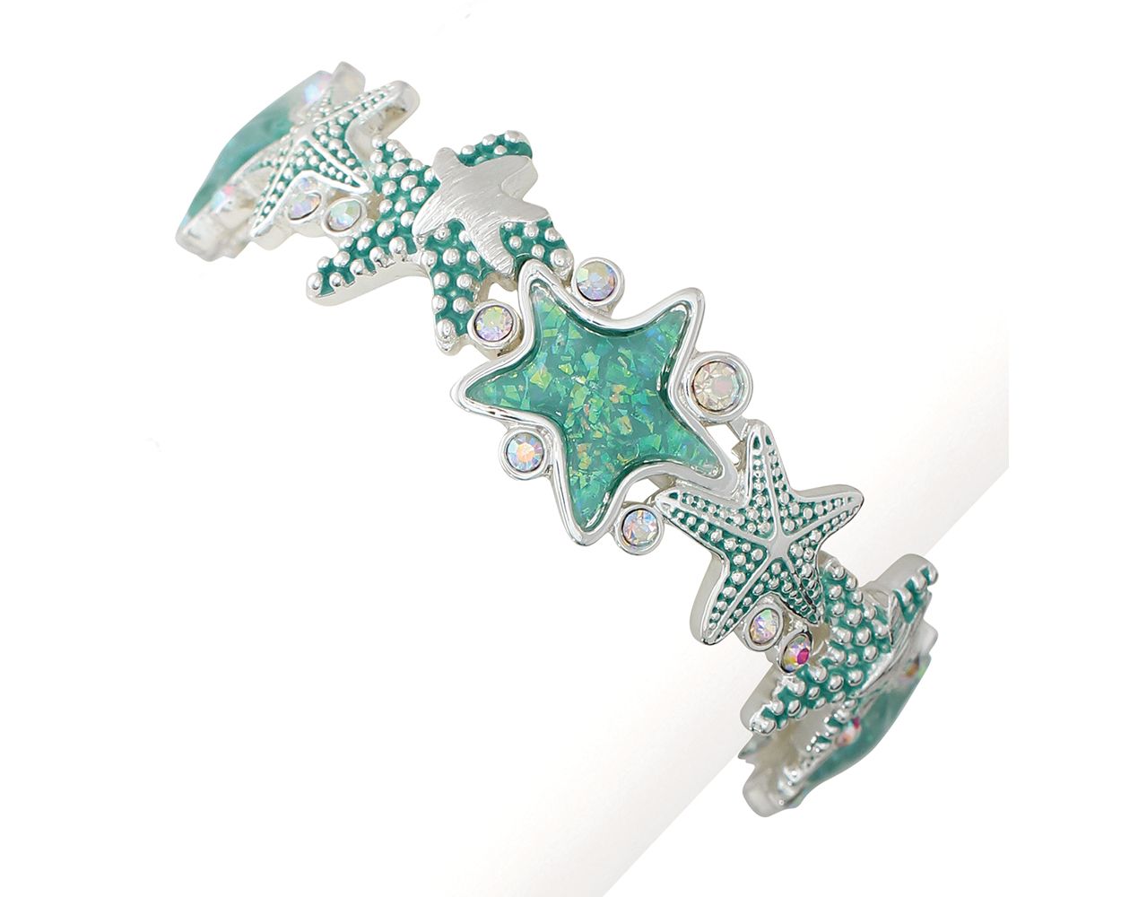 Periwinkle Sea Green Starfish Crystal Bracelet Elegant