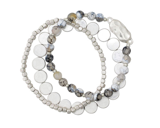 Periwinkle 3 Strand Burnished Silver Labradorite Bracelet