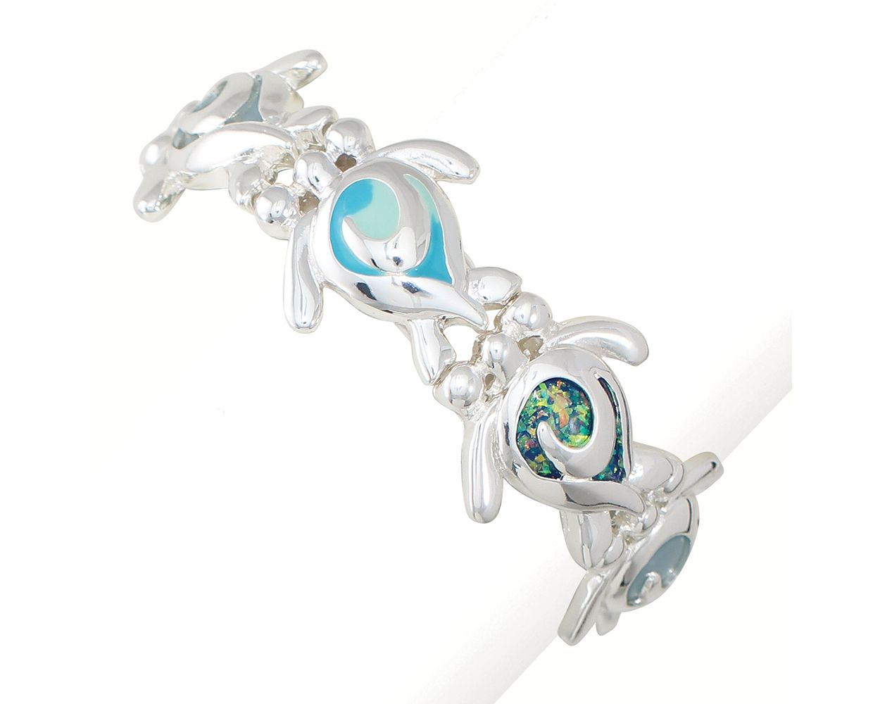Periwinkle Silver Turtles Glitter Inlay Bracelet Charm