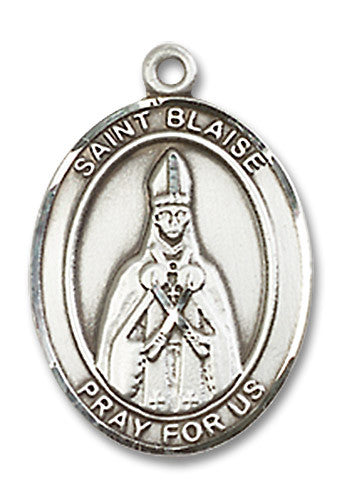 Extel Medium Oval Sterling Silver St. Blaise Medal, Made in USA