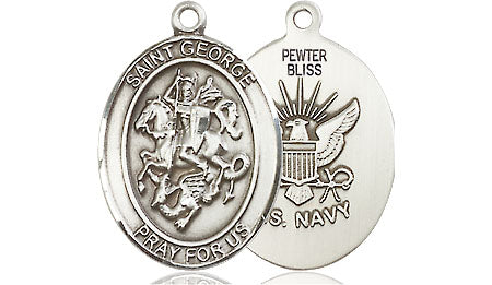 Extel Oval Medium Pewter St George Navy Medal, Made in USA