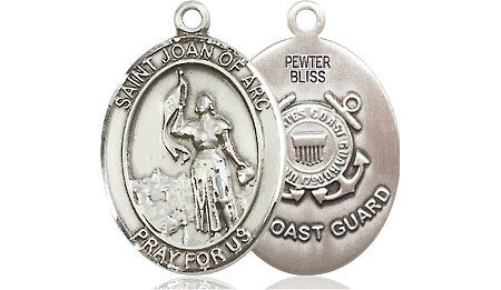 Extel Oval Medium Pewter St. Joan of Arc  Coast Guard Medal, Made in USA
