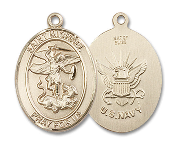Extel Oval Medium 14kt Gold Filled St Michael Navy Medal