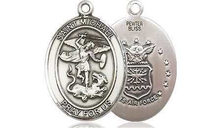 Extel Oval Medium Pewter St Michael Air Force Medal, Made in USA