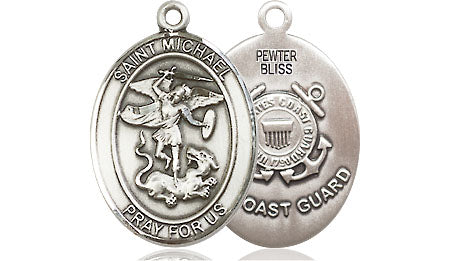 Extel Oval Medium Pewter St Michael Coast Guard Medal, Made in USA