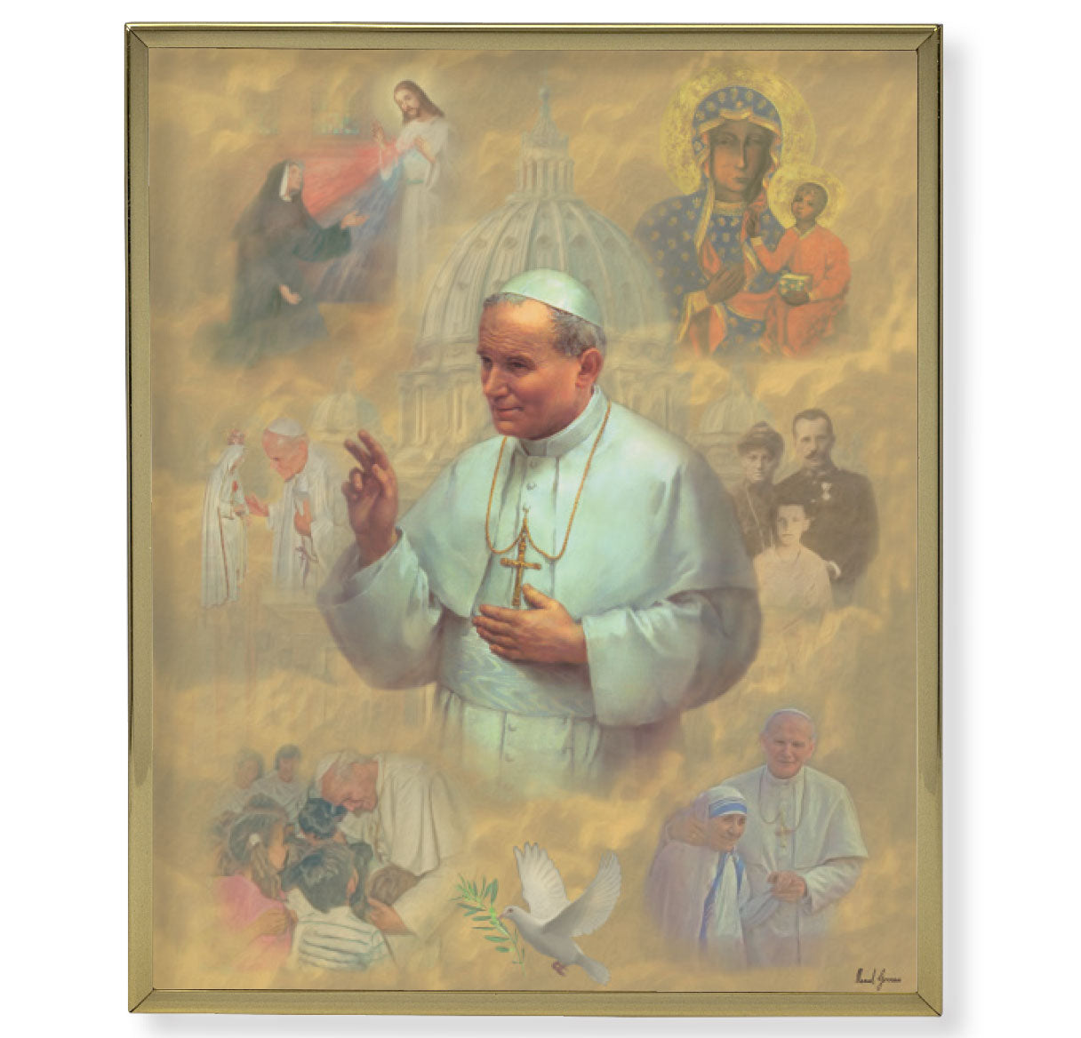 St. Pope John Paul II Picture Framed Plaque Wall Art Decor