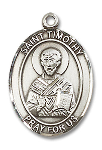 Extel Medium Oval Sterling Silver St. Timothy Medal, Made in USA