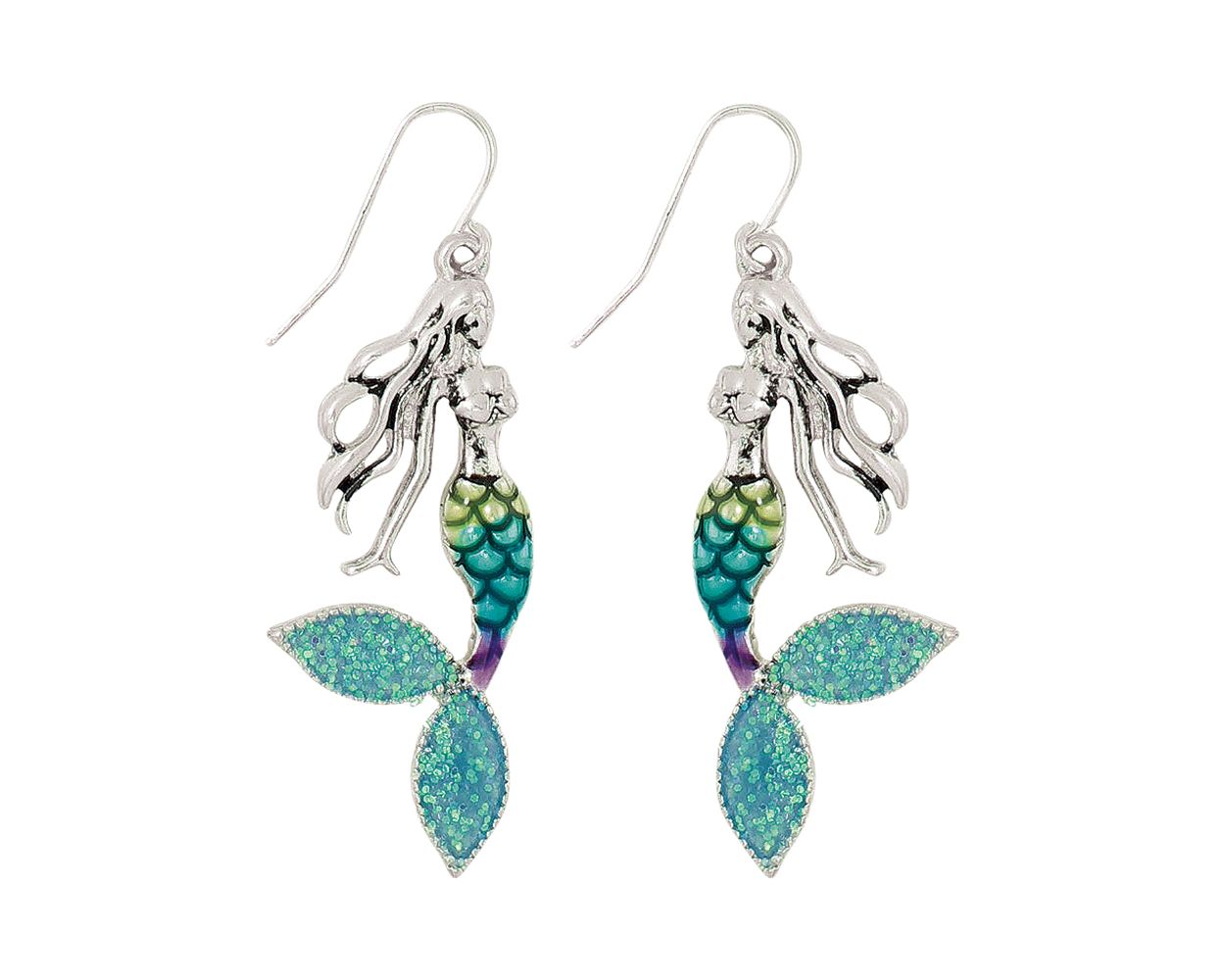 Periwinkle Sparkling Blue Mermaid Earrings For Women