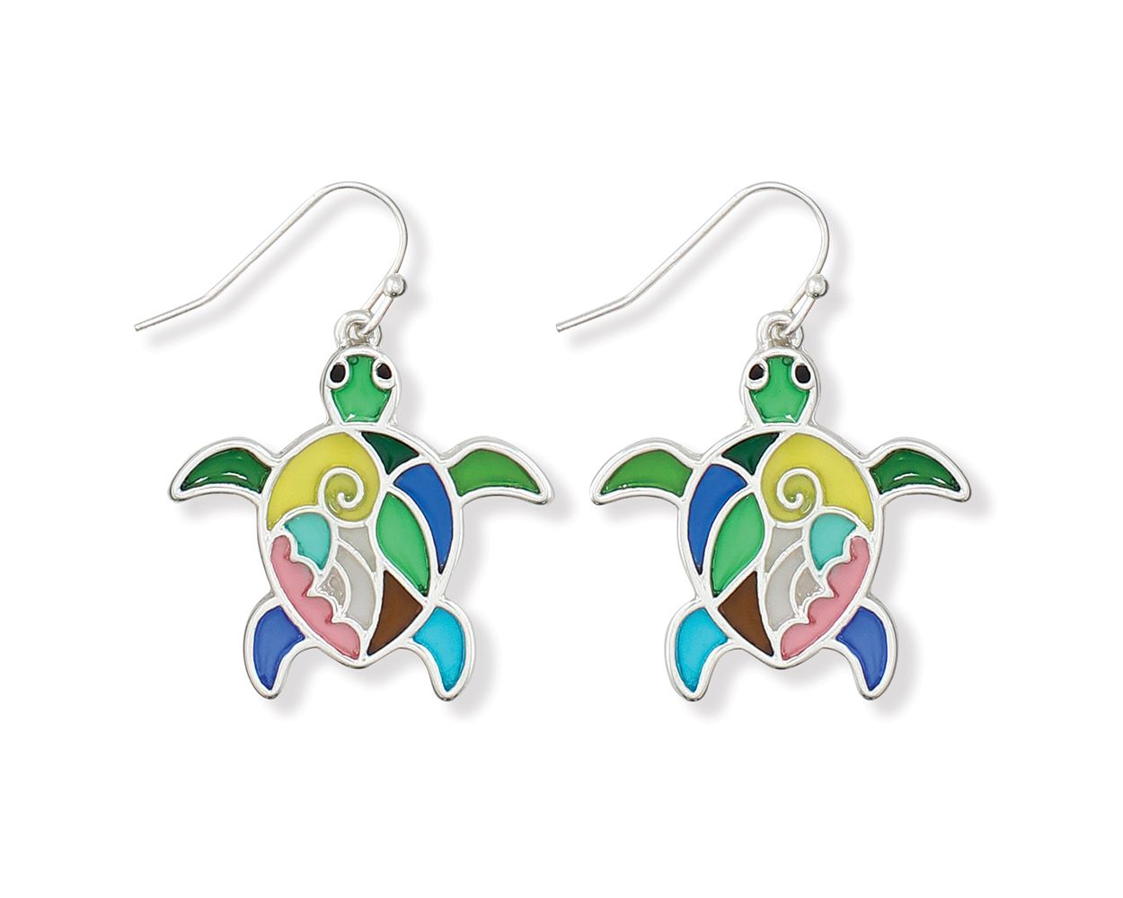 Periwinkle Colorful Stained Glass Turtles Earrings for Women