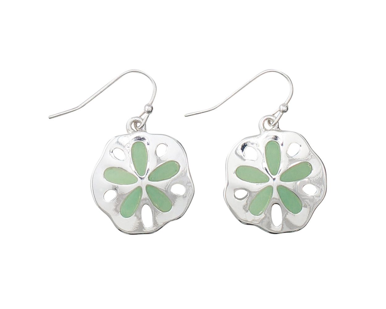 Periwinkle Sand Dollar With Sea Glass Inlay Earrings Design