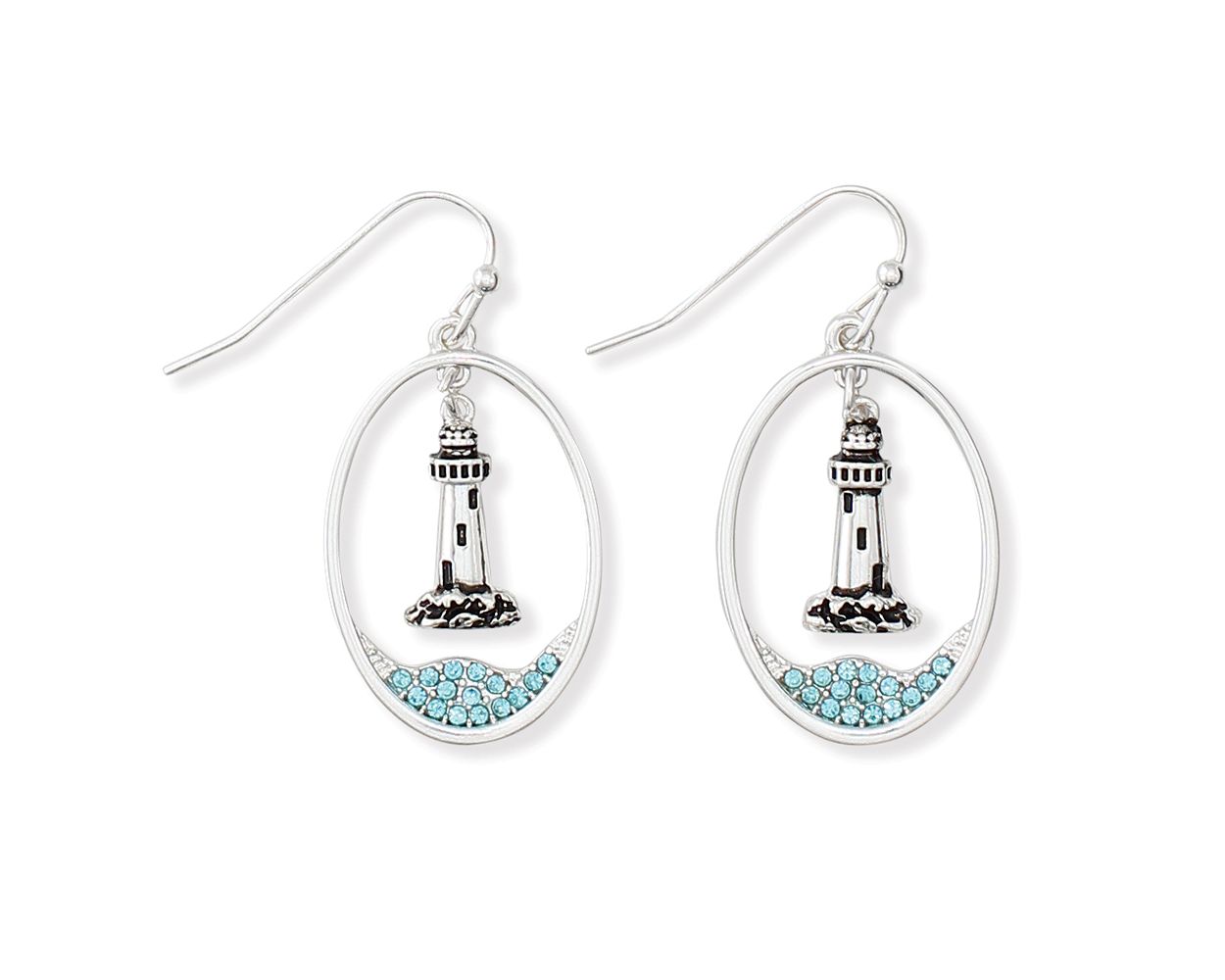 Periwinkle Lighthouse Dangle With Crystals Earrings Design