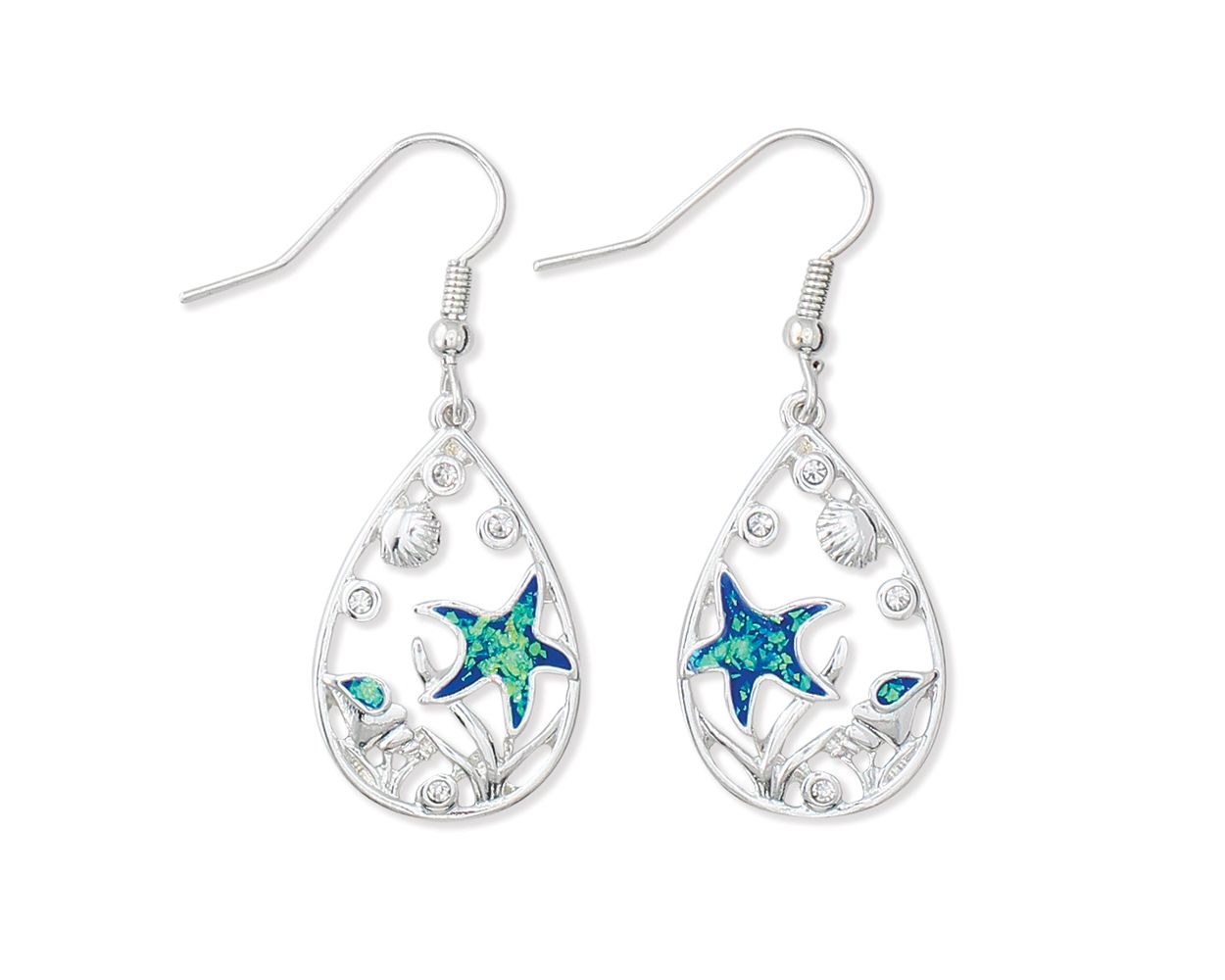 Periwinkle Blue Glitter Resin With Crystals Earrings Design