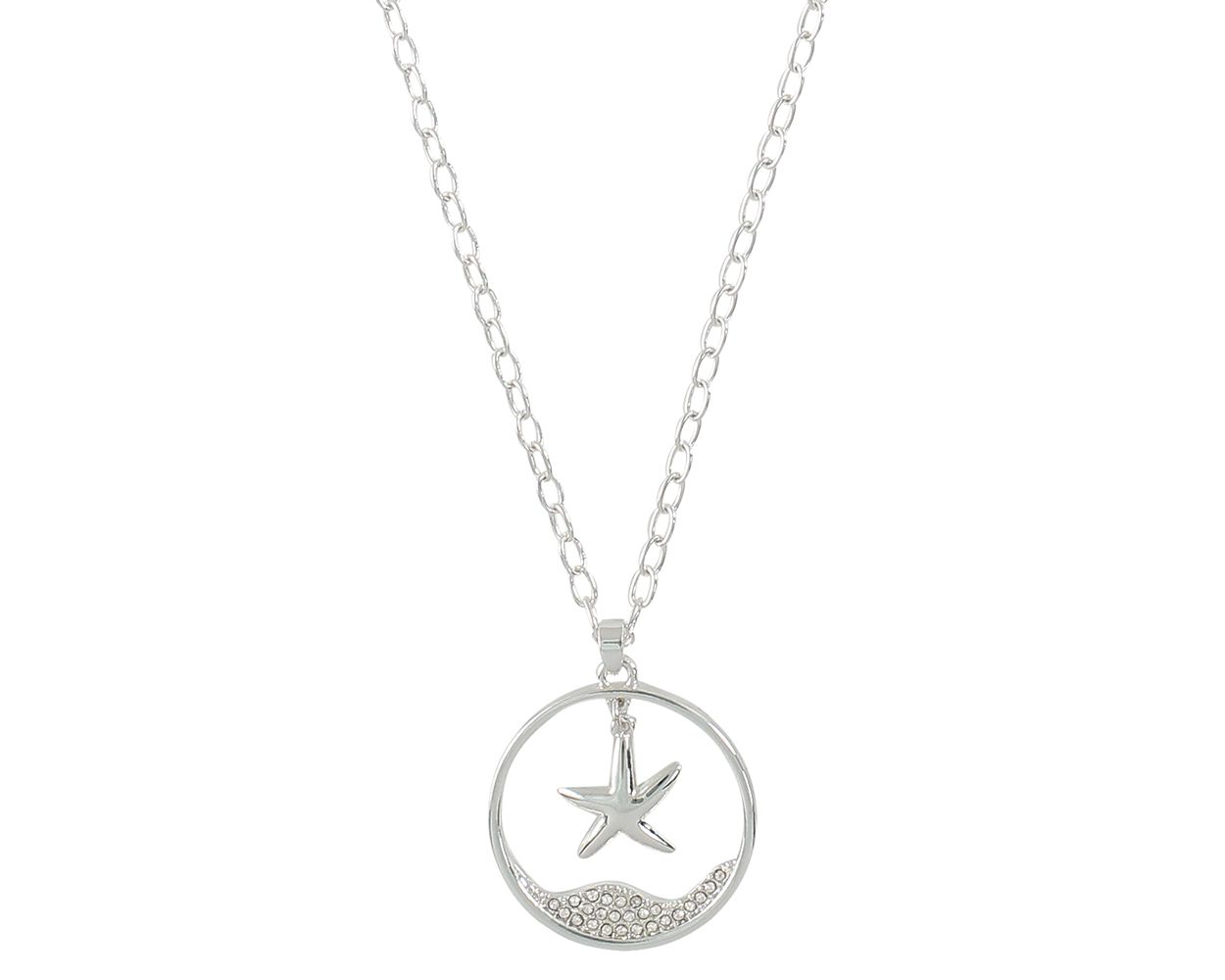 Periwinkle Silver Starfish Over Clear Crystal Necklace