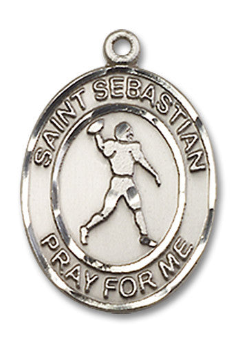 Extel Medium Sterling Silver St. Sebastian Football Medal Pendant Necklace Charm for Football Player