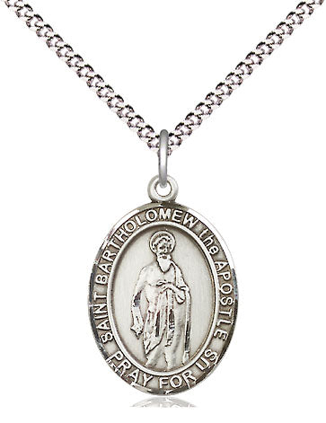Extel Medium Oval Pewter St. Bartholomew the Apostle Pendant with 18" chain, Made in USA