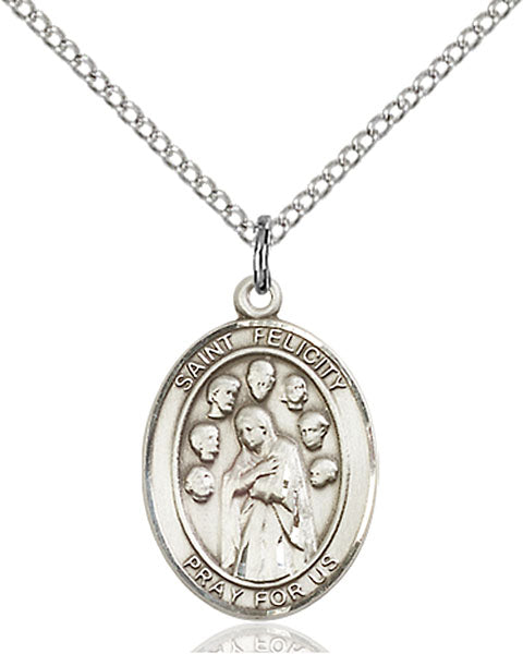 Extel Medium Oval Sterling Silver St. Felicity Pendant with 18" chain, Made in USA