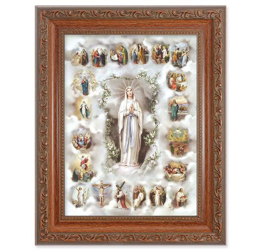 20 Mysteries of the Rosary Picture Framed Wall Art Decor