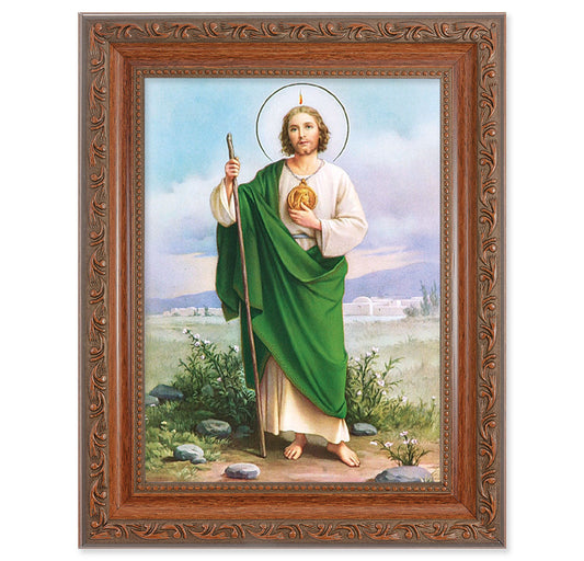 St. Jude Picture Framed Wall Art Decor Medium Mahogany Frame
