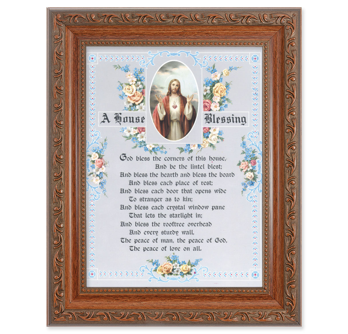 A House Blessing Framed Wall Art Decor in Mahogany Frame
