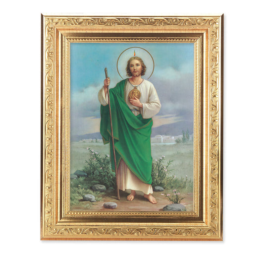 St. Jude Help Picture Framed Wall Art Decor Medium Gold-Leaf Frame