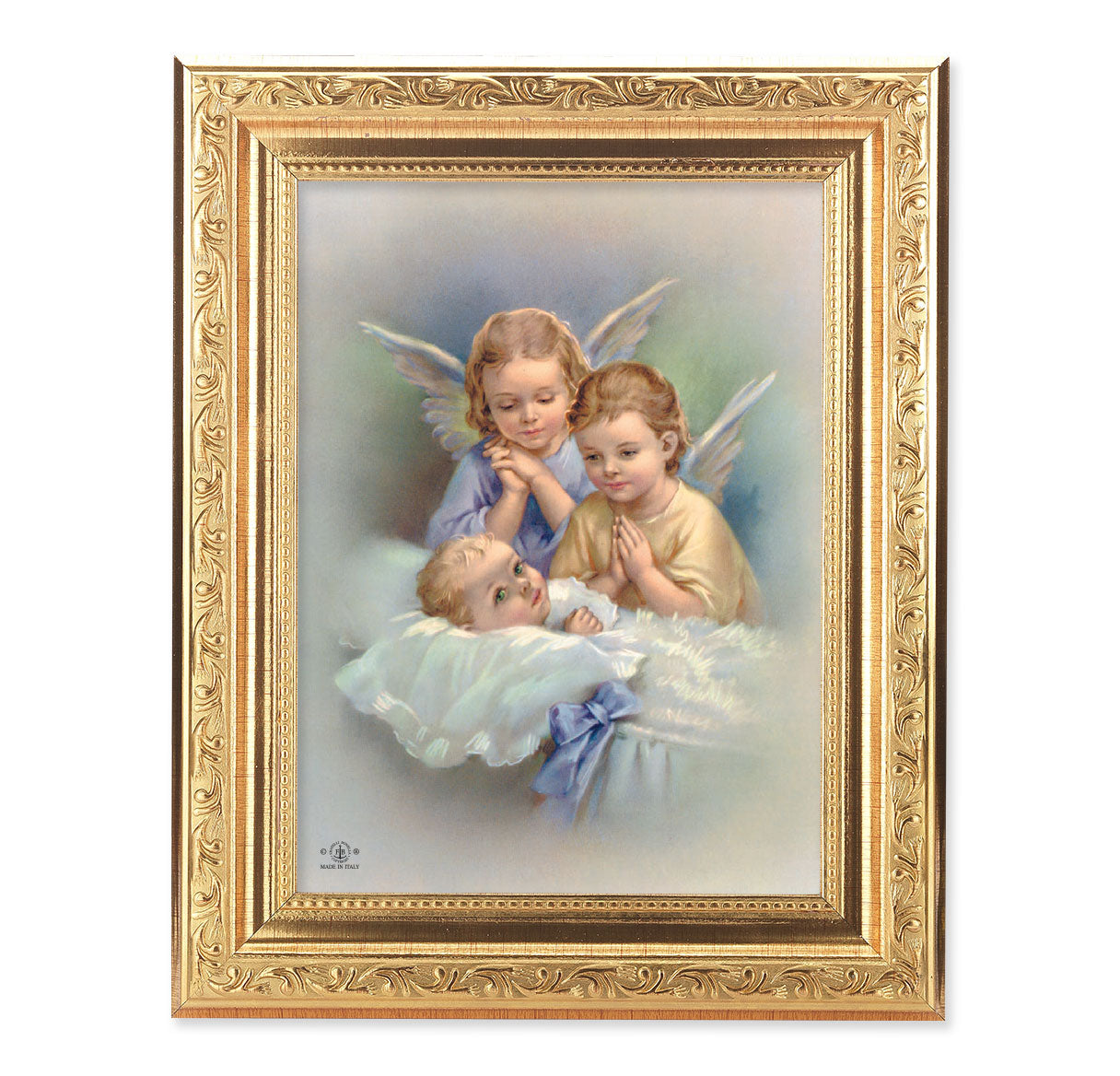 Guardian Angels Picture Framed Wall Art Decor Medium Gold-Leaf Frame