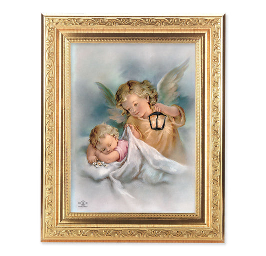 Guardian Angels With Lantern Picture Framed Wall Art Decor