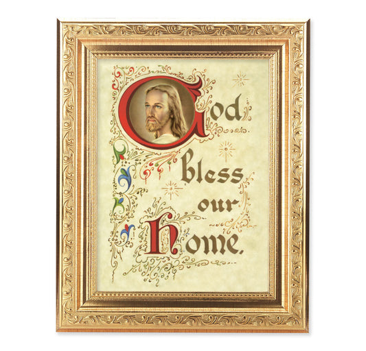 House Blessing Picture Framed Wall Art Decor Medium Gold-Leaf Frame