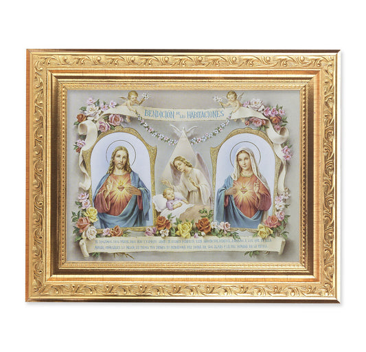 Sacred Heart of Jesus Immaculate Heart of Mary Baby Room Blessing Picture Framed