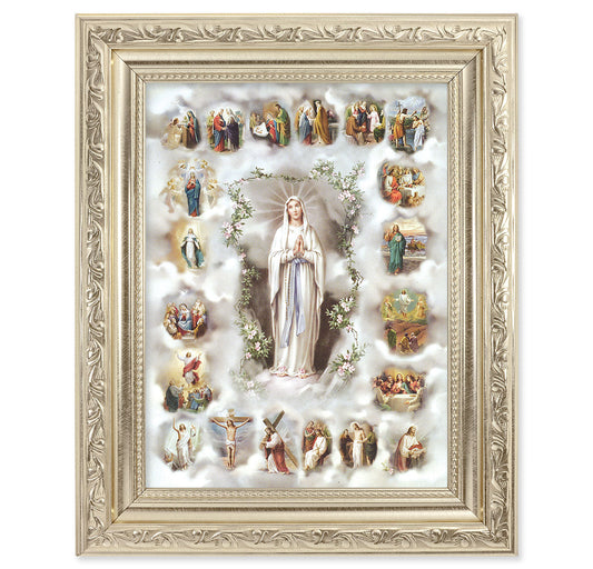 20 Mysteries of the Rosary Picture Framed Wall Art Decor