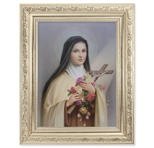 St. Therese Picture Framed Wall Art Decor Medium Antique Silver Frame