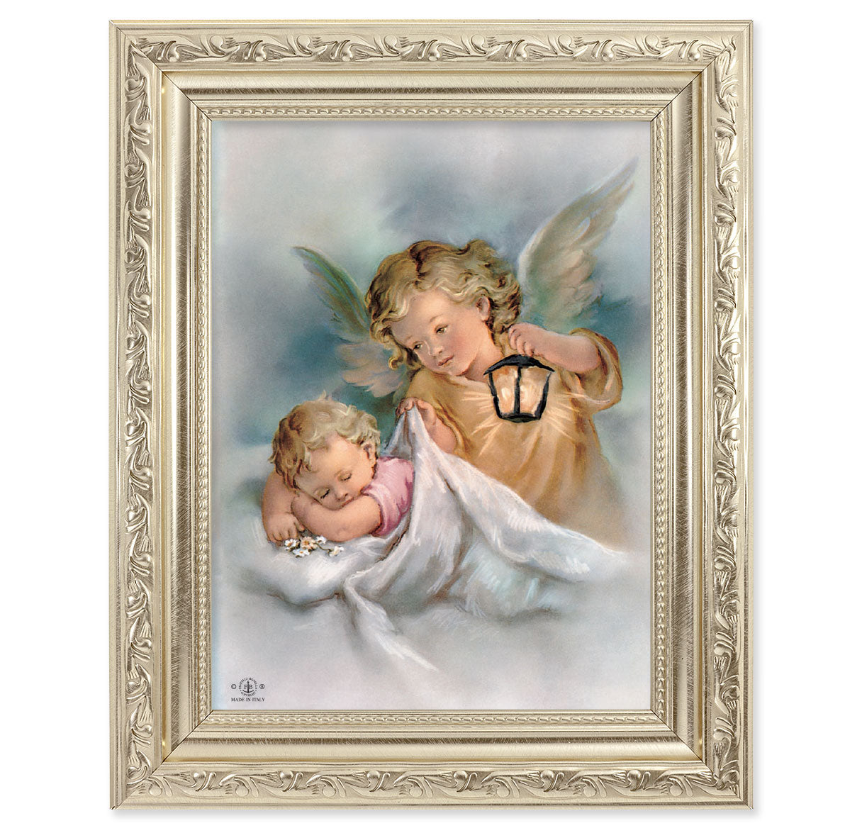 Guardian Angels with Lantern Picture Framed Wall Art Decor