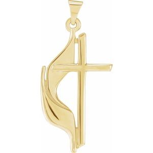 Extel Large 14K Yellow Gold Religious Methodist Cross Pendant