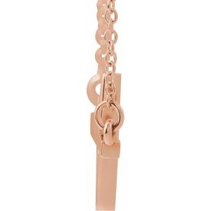Extel Medium 14K Rose Gold Womens Religious Sideways Cross Necklace