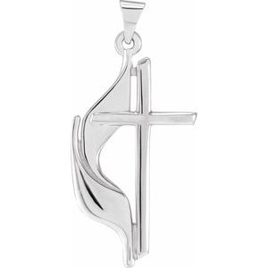 Extel Large Sterling Silver Religious Methodist Cross Pendant