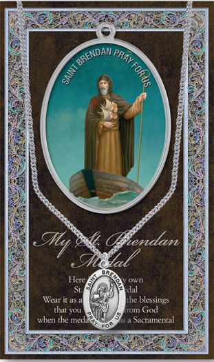 St. Brendan Pewter Medal Pendant with Chain Made in USA