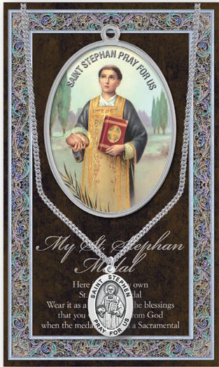 St. Stephen Pewter Medal Pendant with Chain Made in USA