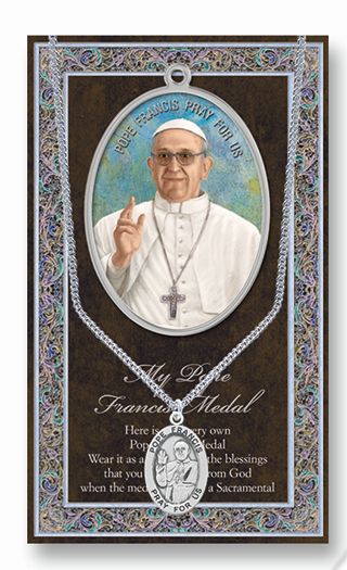 Pope Francis Pewter Medal Pendant with Chain Made in USA