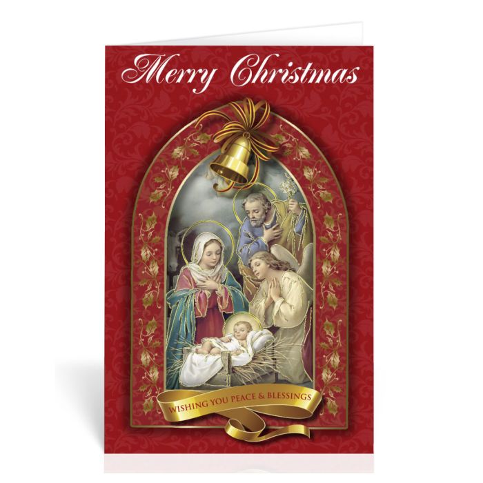 Catholic Holy Family with Angel Merry Christmas Cards Boxed