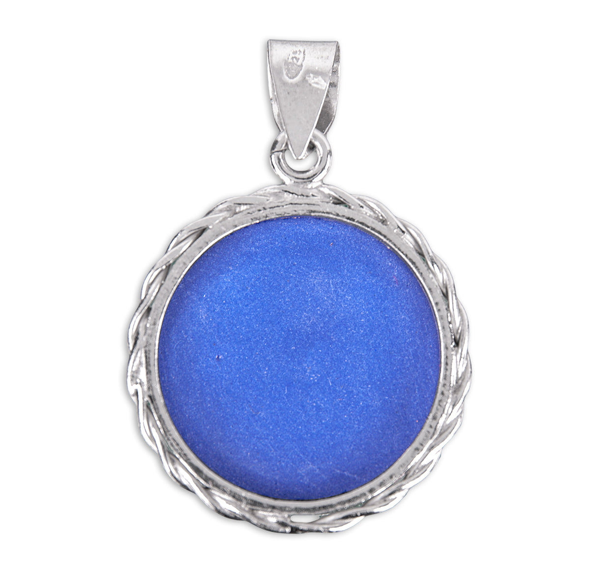 Dark Blue Sterling Silver Our Lady of Sorrows Cameo Medal Necklace