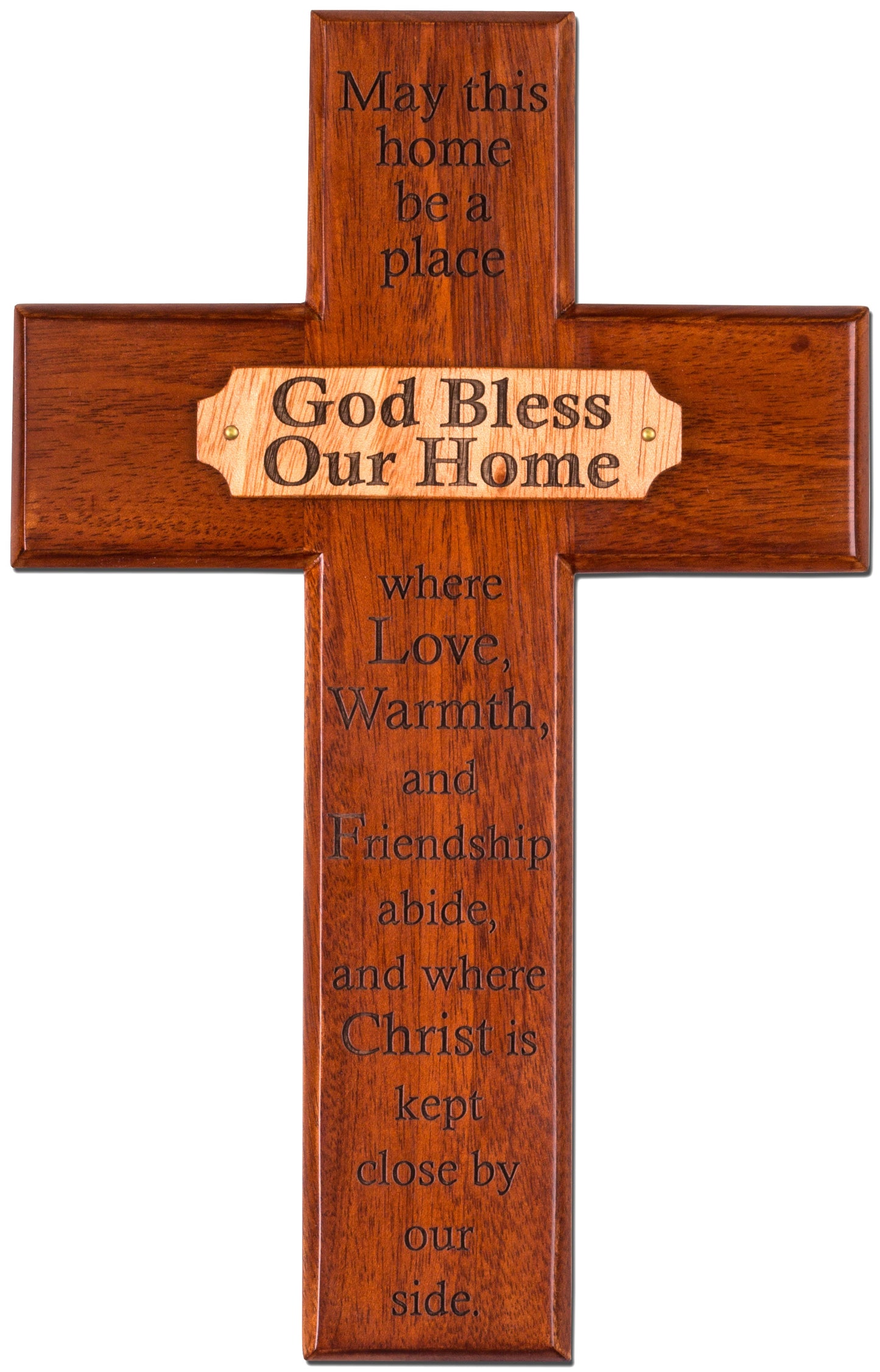 Large Solid Mahogany Serenity Prayer Cross for Home Decor