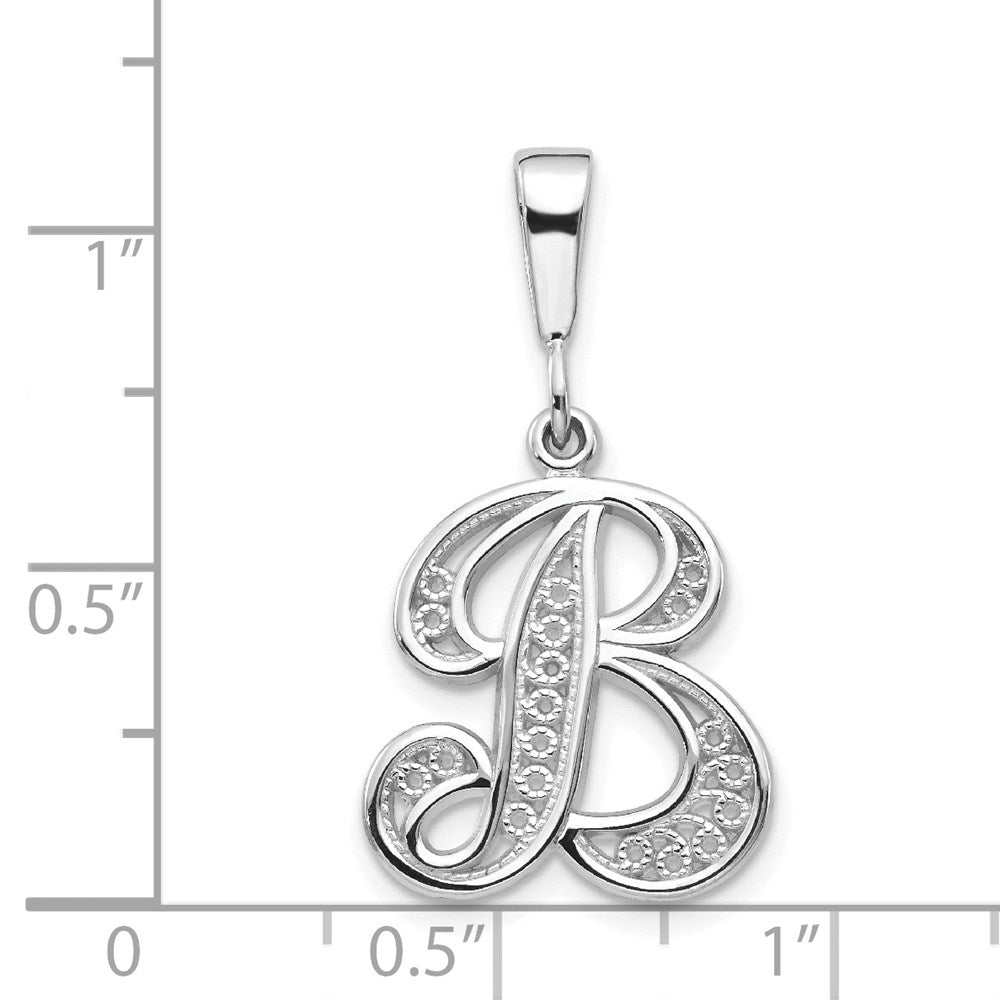 Extel Large 14k White Gold Filigree Initial B Pendant