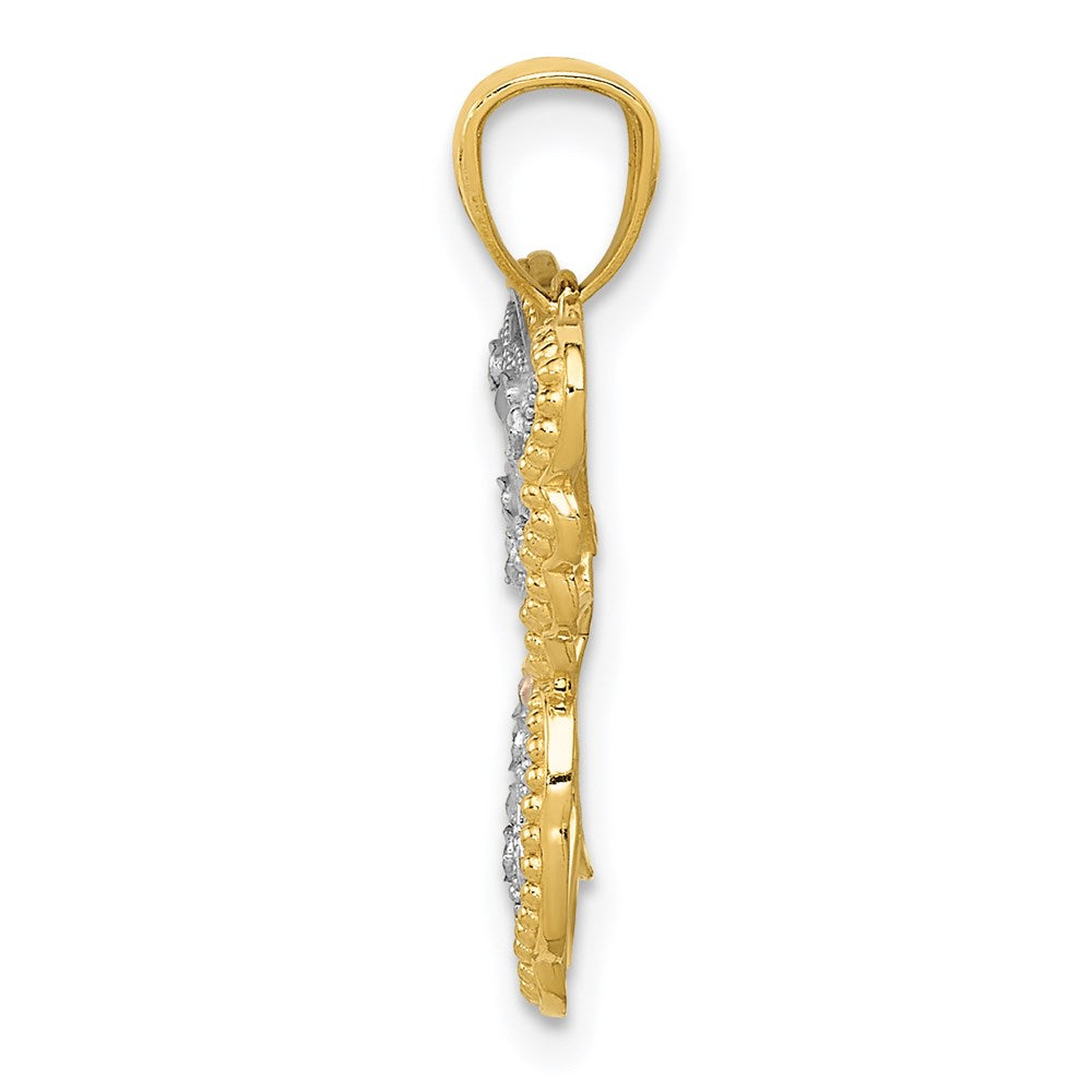Extel Medium 14k Gold Diamond Cut Butterfly Pendant USA
