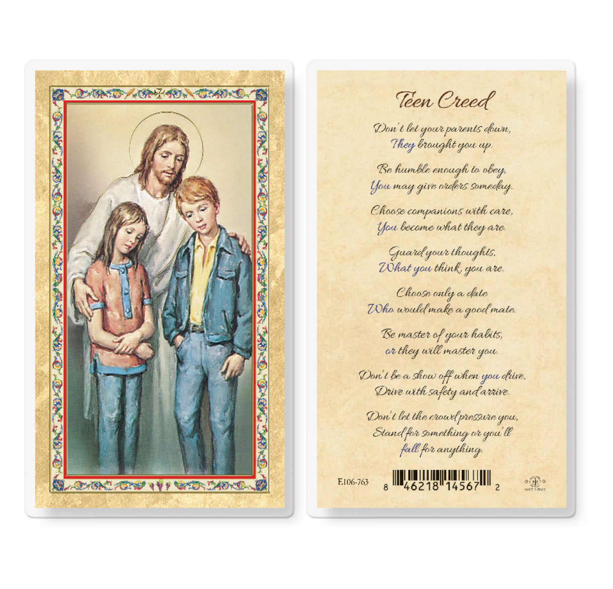 Teen Creed - Christ Comforter Gold-Stamped Holy Card Pack of 25